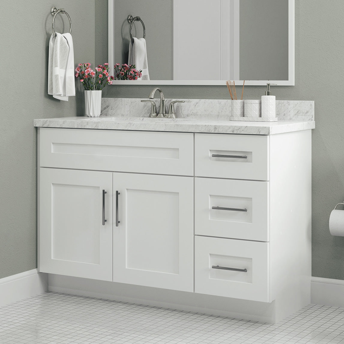 VANITY SINK BASE CABINET - 2 DUMMY DRAWER,2 DRAWERS, 1 DOOR