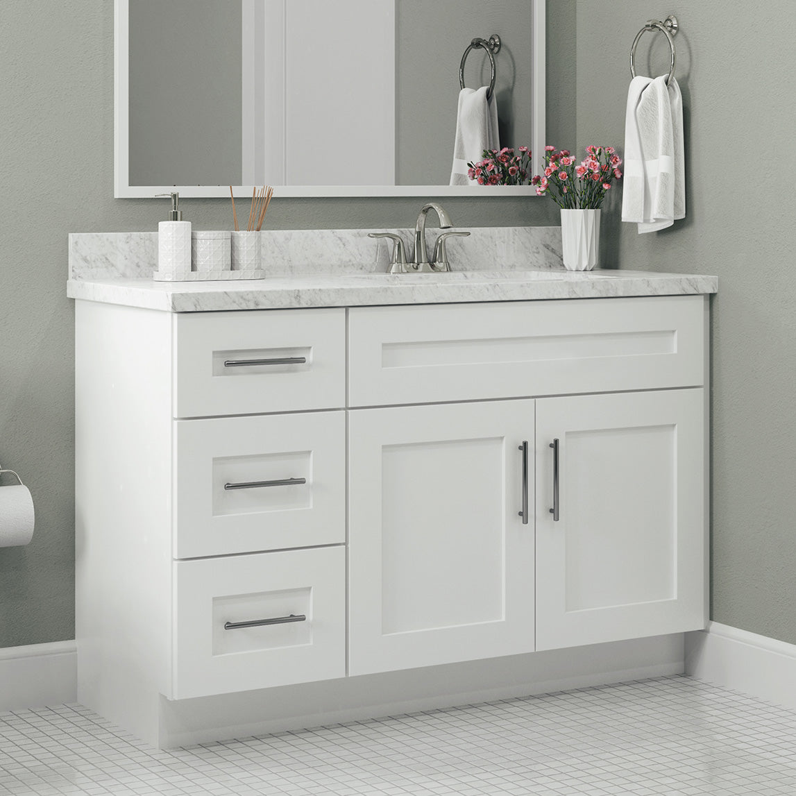 VANITY SINK BASE CABINET - 2 DUMMY DRAWER,2 DRAWERS, 1 DOOR