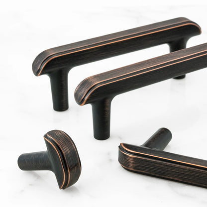 Embossed T-Bar Knurled Cabinet Knobs